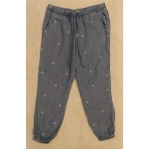 Cloth & Stone Anthropologie Chambray Polka Dot Jogger Pants Drawstring S Small